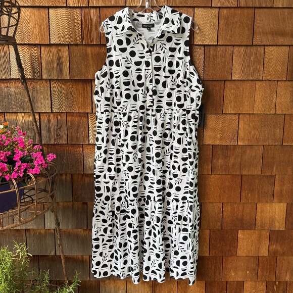 Rachel Zoe Dresses & Skirts - NWT Rachel Zoe Black and White Print Tiered Sleeveless Dress in Women's 1X